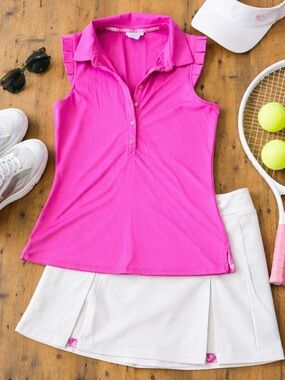 Sigrid Olsen Sleeveless Polo Tank in Vibrant Hot Pink